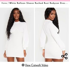 PRETTYLITTLETHING BALLOON SLEEVE RUCHED BUST DRESS